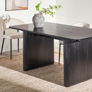 Walker Edison Modern Reeded Dining Table 68 Inch Black