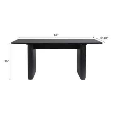 Walker Edison Modern Reeded Dining Table 68 Inch Black