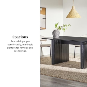 Walker Edison Modern Reeded Dining Table 68 Inch Black