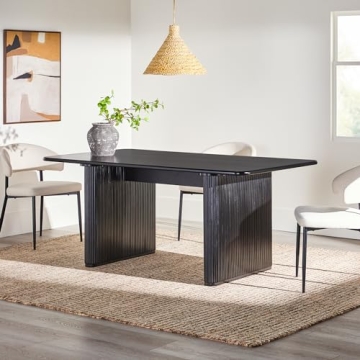 Walker Edison Modern Reeded Dining Table 68 Inch Black