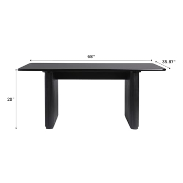 Walker Edison Modern Reeded Dining Table 68 Inch Black