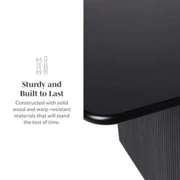 Walker Edison Modern Reeded Dining Table 68 Inch Black