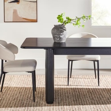 Walker Edison Modern Reeded Dining Table 68 Inch Black