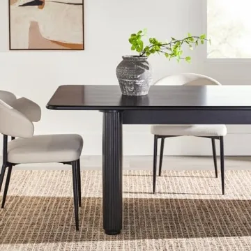 Walker Edison Modern Reeded Dining Table 68 Inch Black