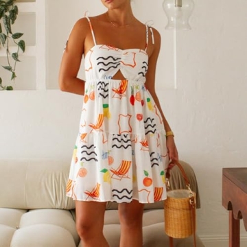 Women Graphic Mini Cami Dress - Summer Floral Sundress