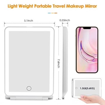 Compact Rechargeable Makeup Mirror with LED Lighting