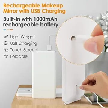 Compact Rechargeable Makeup Mirror with LED Lighting