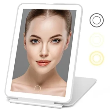 Compact Rechargeable Makeup Mirror with LED Lighting