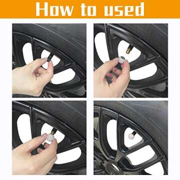 JUSTTOP Car Tire Valve Stem Caps, 4 Pack Handmade Crystal Rhinestone Car Stem Air Caps Cover, Attractive Car Dustproof Bling Exterior Accessories, Universal for Cars, Bicycle and Motorcycles-White