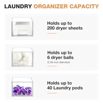 Conworld Dryer Sheet Holder, Dryer Sheet Container with Drawers for Laundry Room Organization…