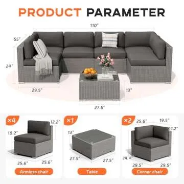 Betterland 7-Piece Outdoor Sectional Sofa Set for Patios