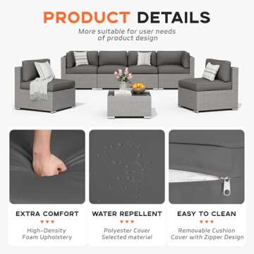 Betterland 7-Piece Outdoor Sectional Sofa Set for Patios