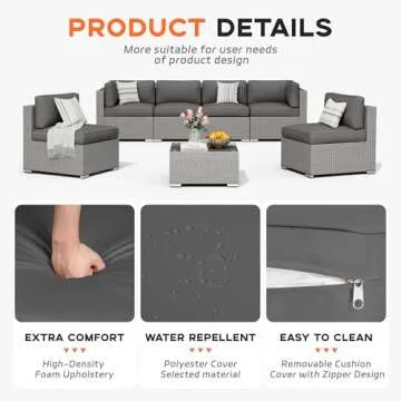 Betterland 7-Piece Outdoor Sectional Sofa Set for Patios