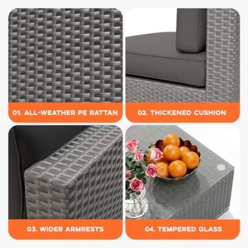 Betterland 7-Piece Outdoor Sectional Sofa Set for Patios