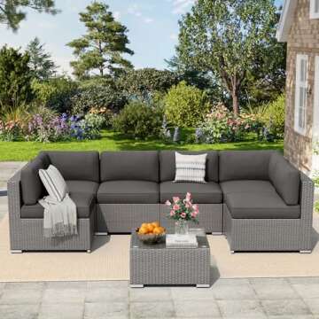 Betterland 7-Piece Outdoor Sectional Sofa Set for Patios