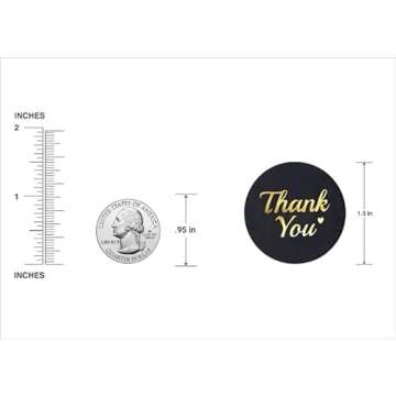 Thank You Stickers | Thank You Stickers for Small Business | 500 Self-Adhesive & Waterproof Stickers with Beautiful Design | Strong and Durable (Black&Gold, 1.5 Inch)