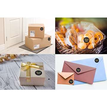 Thank You Stickers | Thank You Stickers for Small Business | 500 Self-Adhesive & Waterproof Stickers with Beautiful Design | Strong and Durable (Black&Gold, 1.5 Inch)