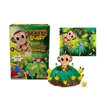 Banana Blast - Pull The Bananas Until The Monkey Jumps Game - Includes a Fun Colorful 24pc Puzzle by Goliath , Green