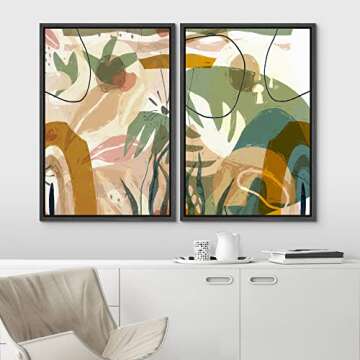 IDEA4WALL Retro Jungle Leaf Canvas Set for Modern Decor