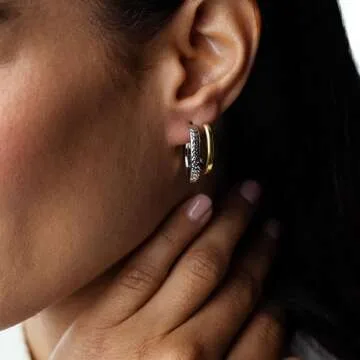 Gemistry Judy Crowell Jewelry Sterling Silver and Rhodium Diamond Cut Rectangle J Hoop Earrings