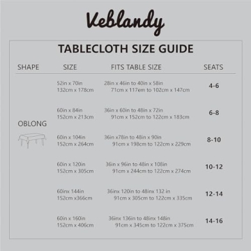 Veblandy Rectangle Tablecloth - 52x70 Inch Water Resistant