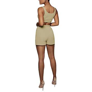 KIEBXANX Workout Sets for Women, Two Piece Outfits Sleeveless Slim Crop Tops and Loose Shorts Casual Sweatsuits