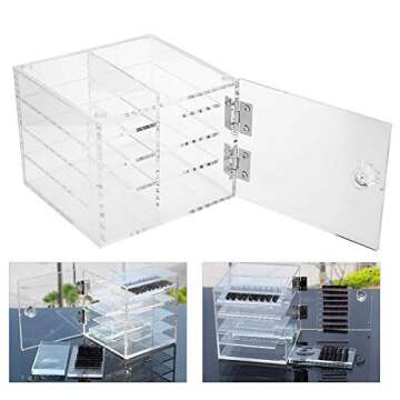 Eyelash Storage Case, 8 Compartment False Eyelashes Eyelash Extension Carrying Box Clear Acrylic Cos...