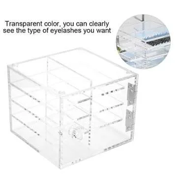 Eyelash Storage Case, 8 Compartment False Eyelashes Eyelash Extension Carrying Box Clear Acrylic Cosmetic Makeup Organizer for Professional Salon Use for Lashes Grafting
