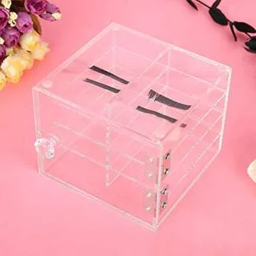 Eyelash Storage Case, 8 Compartment False Eyelashes Eyelash Extension Carrying Box Clear Acrylic Cosmetic Makeup Organizer for Professional Salon Use for Lashes Grafting