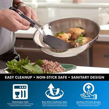 DI ORO Silicone Turner Spatula - Kitchen Spatulas for Nonstick Cookware - Flexible & Thin Cooking Turner for Flipping Pancakes & Eggs - 600°F High Heat-Resistant & BPA Free - Dishwasher Safe (Black)