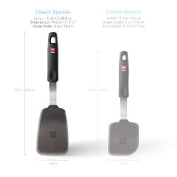 DI ORO Silicone Turner Spatula - Kitchen Spatulas for Nonstick Cookware - Flexible & Thin Cooking Turner for Flipping Pancakes & Eggs - 600°F High Heat-Resistant & BPA Free - Dishwasher Safe (Black)