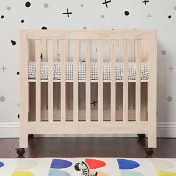 Origami Mini Crib with Pure Core Non-Toxic Mini Crib Mattress with Hybrid Waterproof Cover