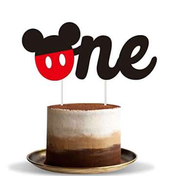 Hongkai Mouse One Cake Cupcake Toppers - Perfect for Baby's 1st Birthday