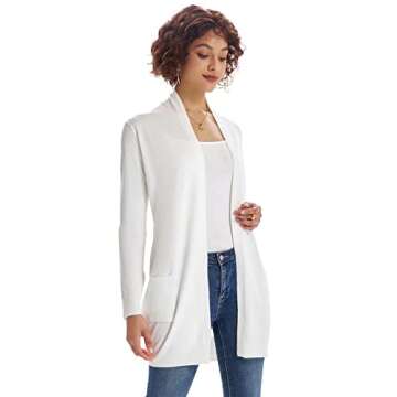Elegant GRACE KARIN Women's White Lightweight Cardigan