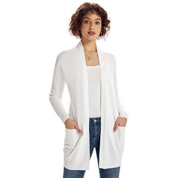 Elegant GRACE KARIN Women's White Lightweight Cardigan