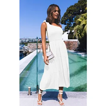 MEROKEETY Women's One Shoulder Summer Dress High Slit Elegant