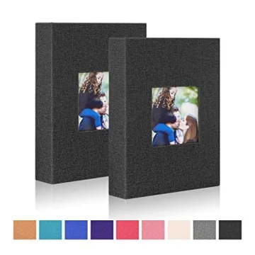 Ywlake 4x6 Photo Album 2-Pack 100 Pockets Elegant Linen Cover