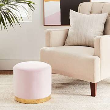 Urban Lifestyle Velvet Ottoman, Blush - Stylish Comfort for Any Space