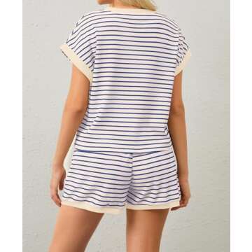 Burtell Women Summer Lounge Set Soft Ribbed Pajama