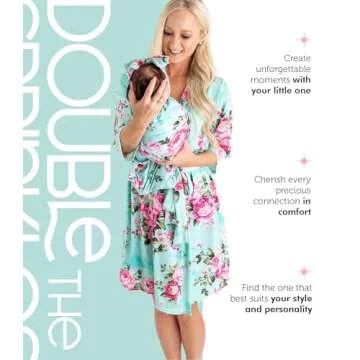 DOUBLE THE SPRINKLES Materity Robe & Swaddle Set - Aqua Floral