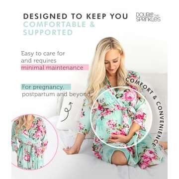 DOUBLE THE SPRINKLES Materity Robe & Swaddle Set - Aqua Floral