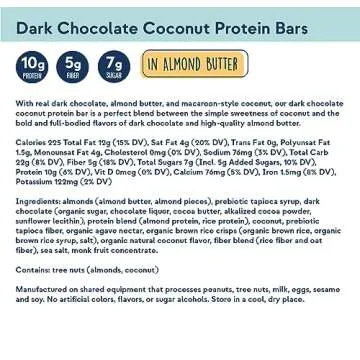 Zing Dark Chocolate Coconut Vegan Protein Bars, Gluten Free with High Protein, High Fiber, Dairy Free Nutrition Bars, Plant Based Protein, Kosher, Low Sugar, No Sugar Alcohols - 12 count
