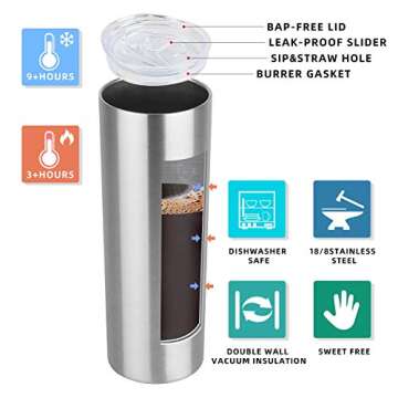 HASLE OUTFITTERS 20 oz Skinny Tumblers Bulk Set, Stainless Steel Insulated Slim Tumblers with Lids, Reusable Double Wall Travel Coffee Mugs, Durable Powder Coated Travel Water Cups (4)