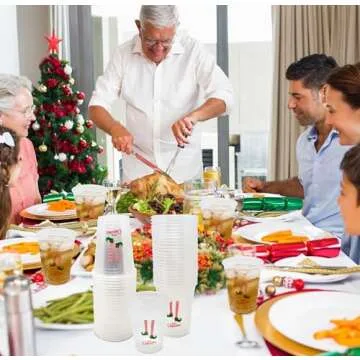 Disposable Merry Christmas Cups - 50 Pack for Parties