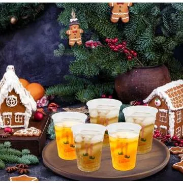 Disposable Merry Christmas Cups - 50 Pack for Parties