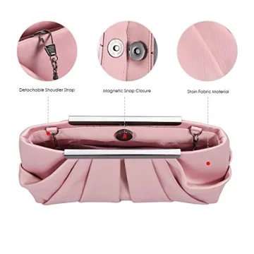 Expouch Satin Evening Handbag Clutch with Chain Strap