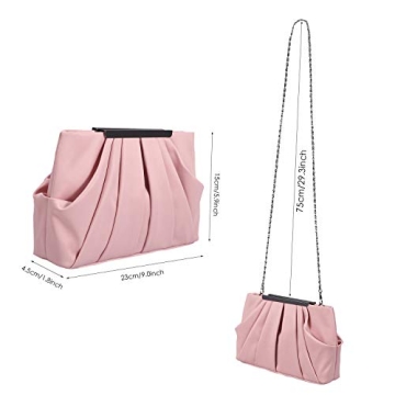 Expouch Satin Evening Handbag Clutch with Chain Strap