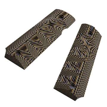 Cool Hand 1911 G10 Grips, for Full Size Government Commander, Gun Screws Included, Standard Cut, for Left and Right Handed, Finger Grooves, Ambi Safety Cut, Coyote