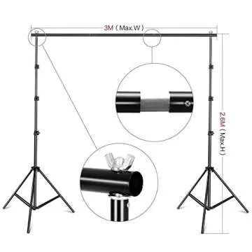 SH 2.6 X 3M Adjustable Background Stand Background Support Kit Removable with Carry Bag for Hanging Background Cloth1