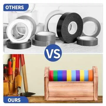 Masking Tape Dispenser - Wood Craft Tape Dispenser for Kids, Multi Tape Dispenser Multi Roll Tape Holder Tape Cutter for Gift Wrapping, Gift for Children Office Home School (Sawtooth)